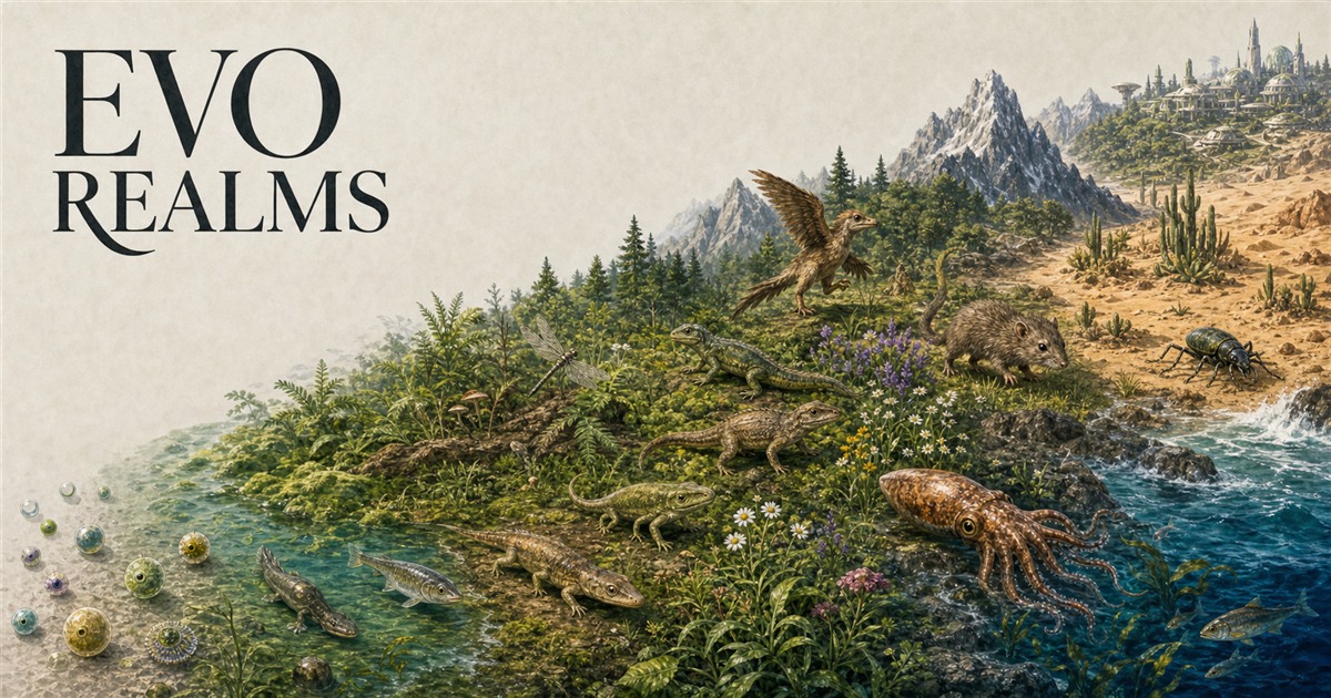 Evo Realms world with evolving creatures